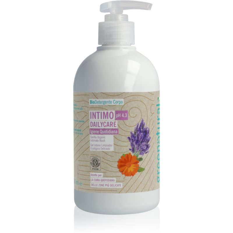 Greenatural Intimate Wash Gel Dailycare pH 4,3 BIO gél az intim higiéniára nyugtató hatással Lavender 500 ml akciós termékkép 1