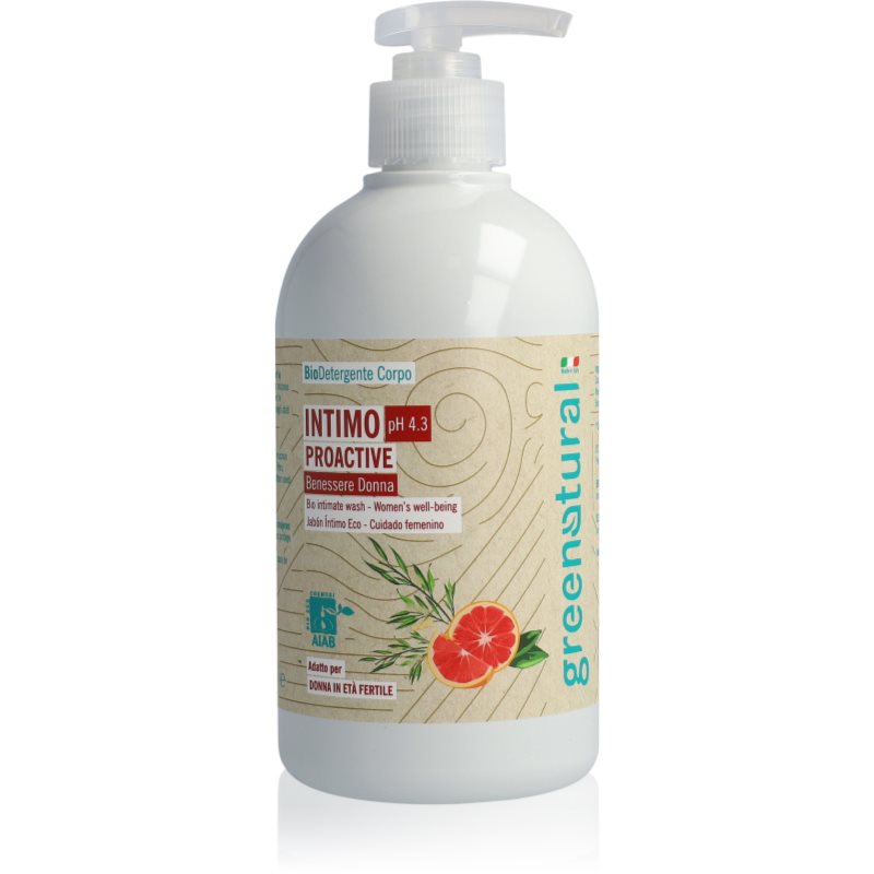 Greenatural Intimate Wash Gel Proactive pH 4,3 BIO gel de toilette intime avec effets apaisants Grapefruit and Aloe Vera 500 ml female