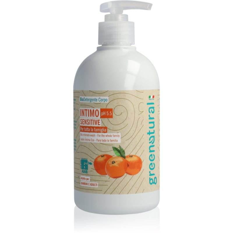 Greenatural Greenatural Intimate Wash Gel Sensitive pH 5,5 BIO τζελ για προσωπική υγιεινή με καταπραϋντική δράση Aloe Vera 500 ml