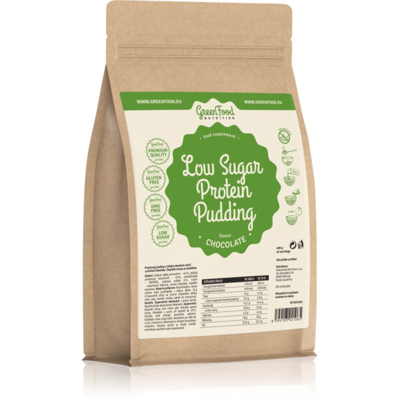 GreenFood Nutrition Low Sugar Protein Pudding čokoláda 400 g koupíte na Notino.cz