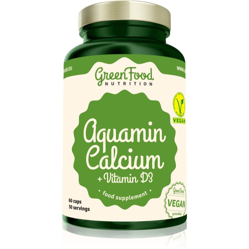 GreenFood Nutrition Aquamin Calcium   Vitamin D3 podpora normálneho stavu kostí a zubov 60 cps