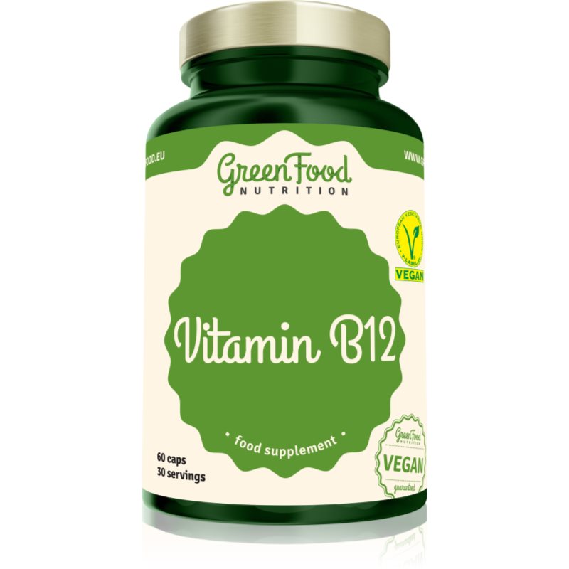 GreenFood Nutrition Vitamin B12 kapsle pro podporu snížení míry únavy a vyčerpání 90 cps