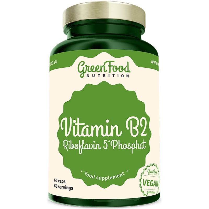 GreenFood Nutrition Vitamin B2 Riboflavin 5'Phosphat výživový doplnok pre zdravie zraku a pokožky 60 cps