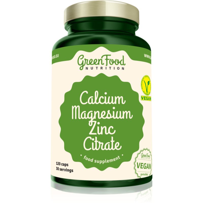 E-shop GreenFood Nutrition Calcium & Magnesium & Zinc Citrate kapsle pro podporu zdraví kostí, kloubů a zubů 120 cps