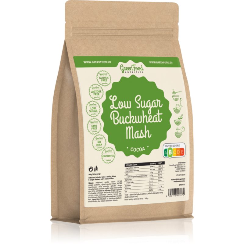 GreenFood Nutrition Low Sugar pohanková kaše kakao 500 g