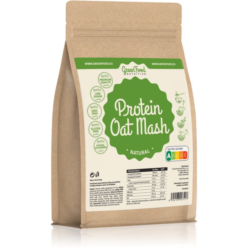 GreenFood Nutrition Protein Oat Mash ovesná kaše s proteinem příchuť Natural 500 g