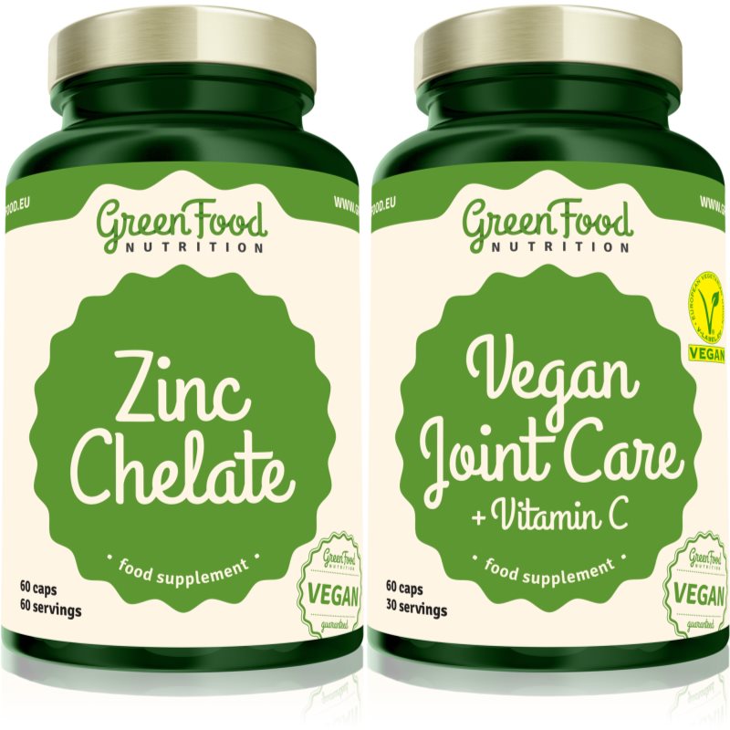 GreenFood Nutrition Vegan Joint Care with Vitamin C + Zinc Chelate sada (na podporu zdravia pohybovej sústavy)