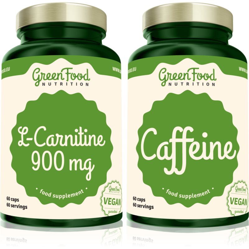 GreenFood Nutrition L-Carnitine 900 mg + Caffeine sada (na podporu spaľovania tukov)