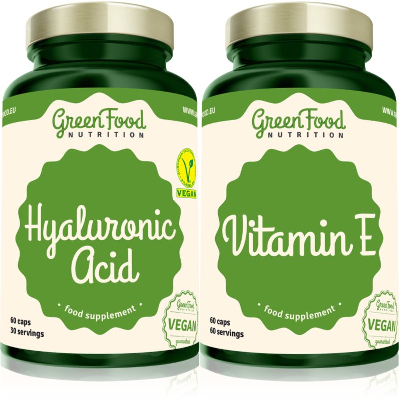 GreenFood Nutrition Hyaluronic Acid + Vitamin E sada (pre krásne vlasy a pokožku)