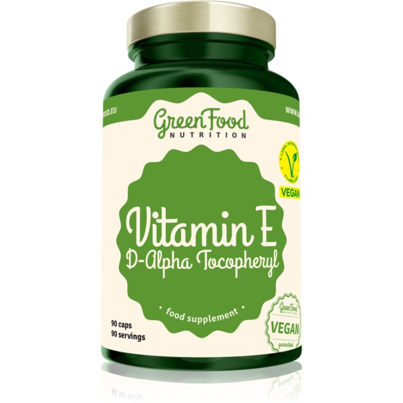 GreenFood Nutrition Vitamin E D-Alpha Tocopheryl kapsuly pre krásnu pleť 90 cps