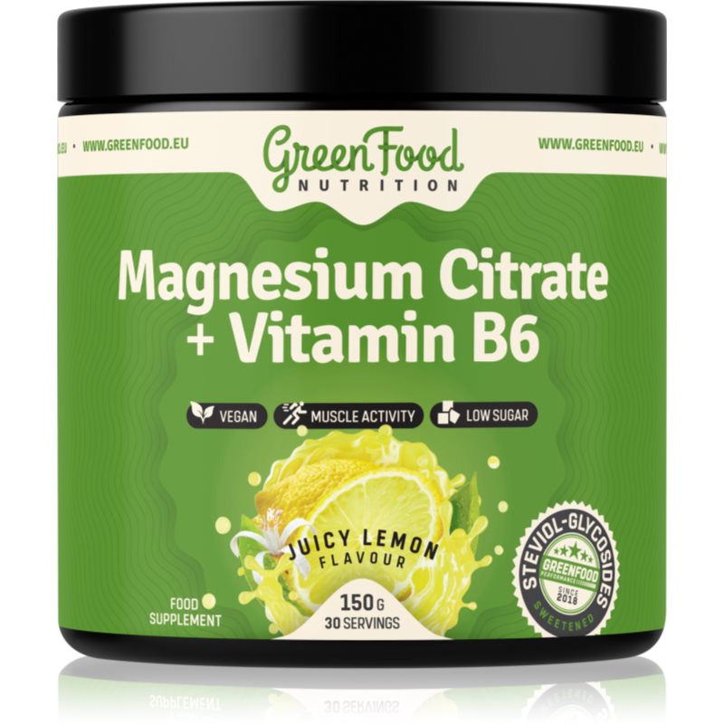 GreenFood Nutrition Magnesium Citrate + Vitamin B6 juicy lemon 150 g koupíte na Notino.cz