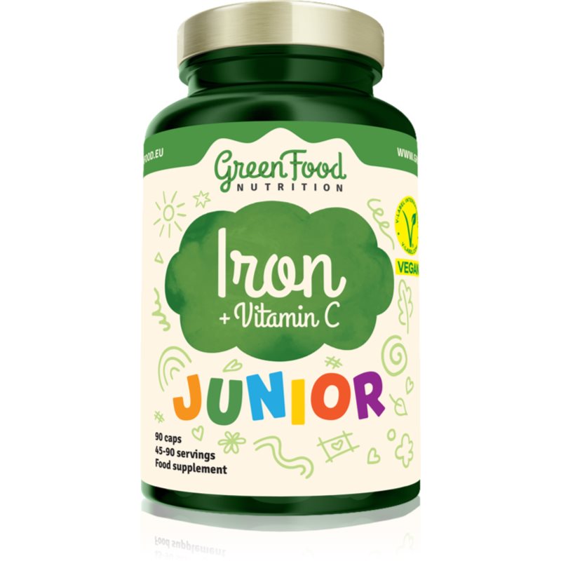 GreenFood Nutrition GreenFood Nutrition Junior Iron+Vitamin C Kapseln trägt zur normalen Produktion von roten Blutkörperchen und Hämoglobin bei 44.1 g