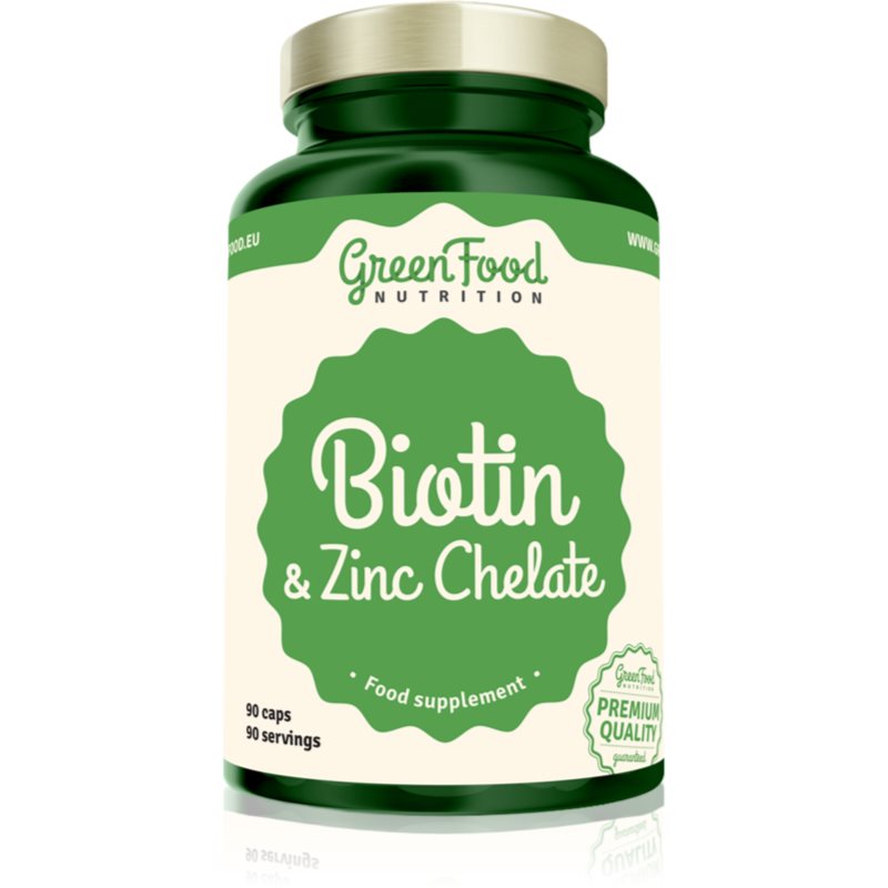 GreenFood Nutrition GreenFood Nutrition Biotin & Zinc Chelate capsules pour une peau et des cheveux en bonne santé 90 cps