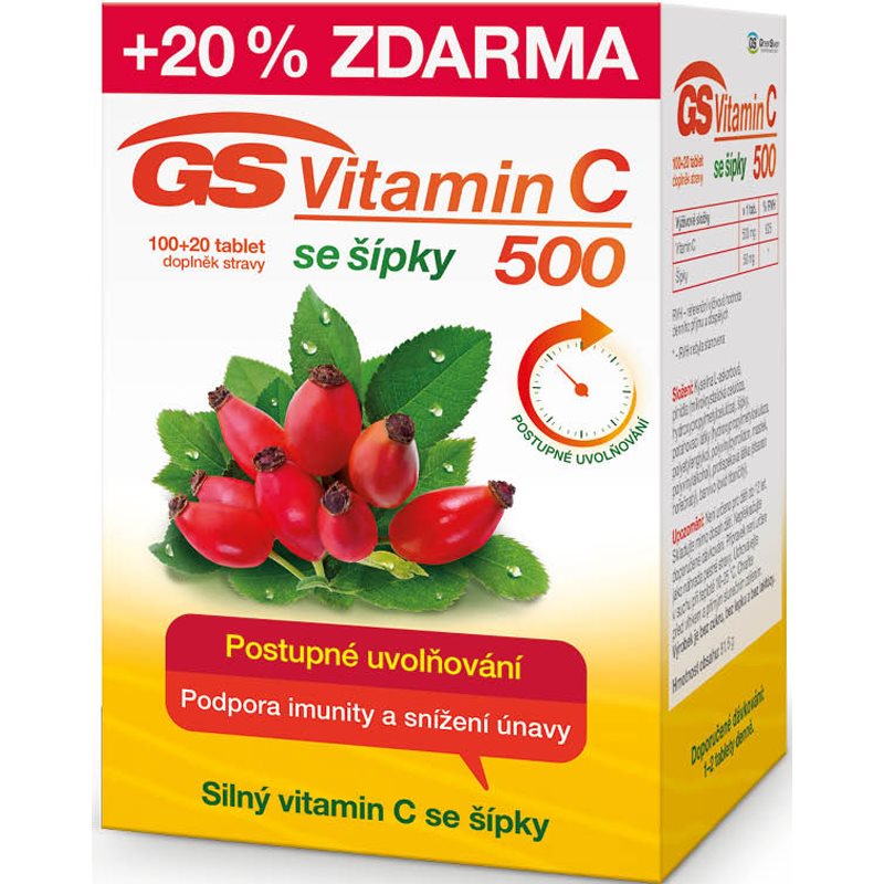 GS Vitamín C 500 mg so šípkami 100 + 20 tbl kúpite na Notino.sk