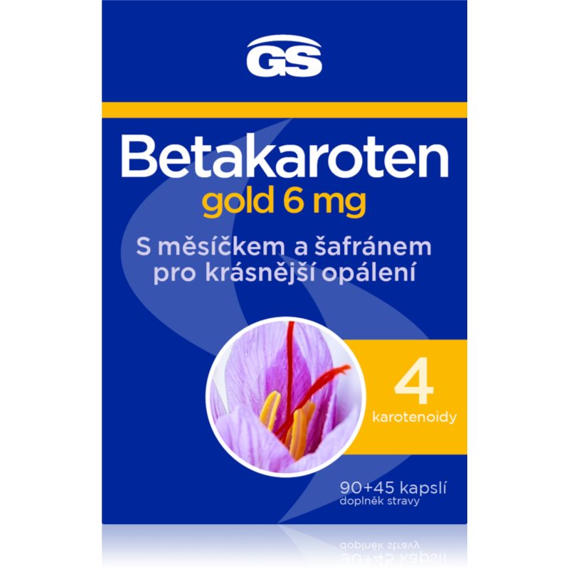 GS Betakaroten gold 6 mg kapsuly pre podporu opálenia 135 cps