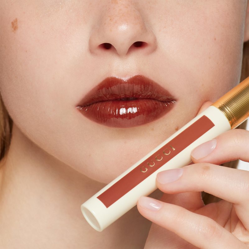 Gucci Glow Oil-In-Water Tint Liquid Lipstick lesklá hydratační tekutá rtěnka odstín 308 Lucy Dark Orange 6.5 ml (obrázek 9)