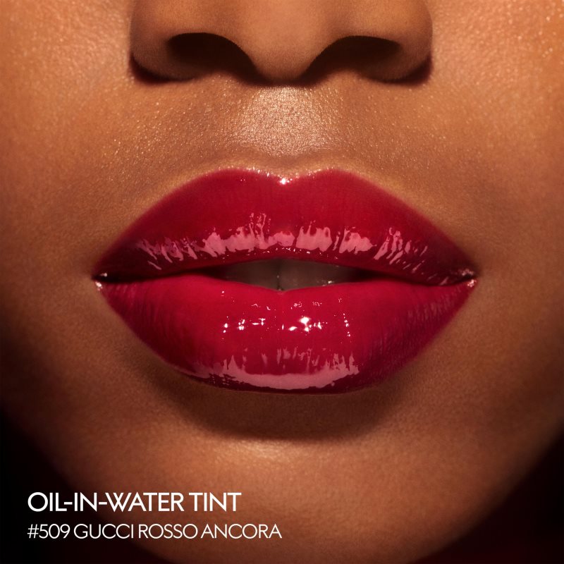 Gucci Glow Oil-In-Water Tint Liquid Lipstick lesklá hydratační tekutá rtěnka odstín 509 Rosso Ancora 6.5 ml (obrázek 10)