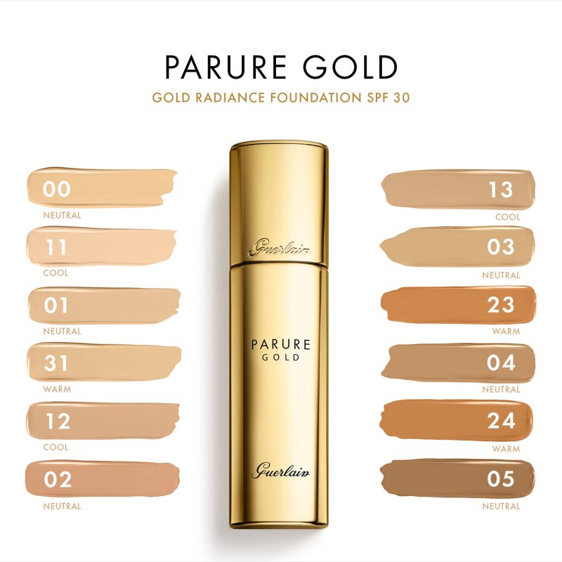 GUERLAIN Parure Gold Radiance Foundation rozjasňujúci fluidný make-up SPF 30 odtieň 01 Pale Beige 30 ml.