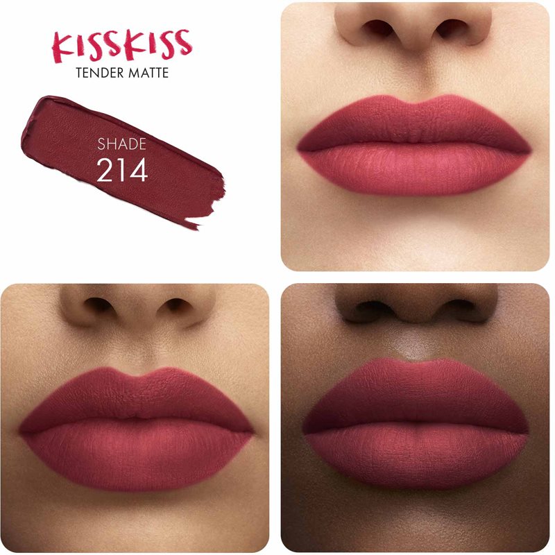 GUERLAIN KissKiss Tender Matte стійка губна помада з матовим ефектом відтінок 214 Romantic Nude 3.5 гр
