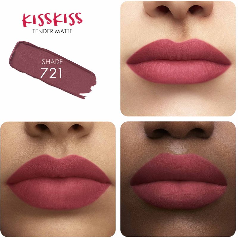 GUERLAIN KissKiss Tender Matte стійка губна помада з матовим ефектом відтінок 721 Dear Rose 3.5 гр