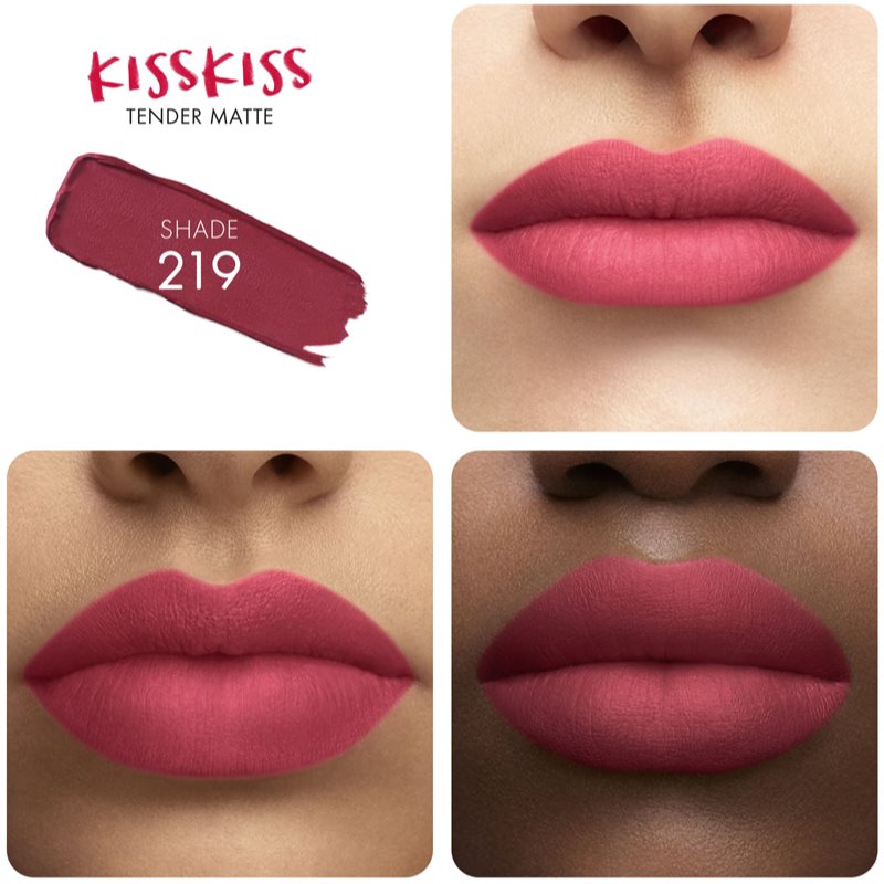 GUERLAIN KissKiss Tender Matte стійка губна помада з матовим ефектом відтінок 219 Tender Rose 3.5 гр