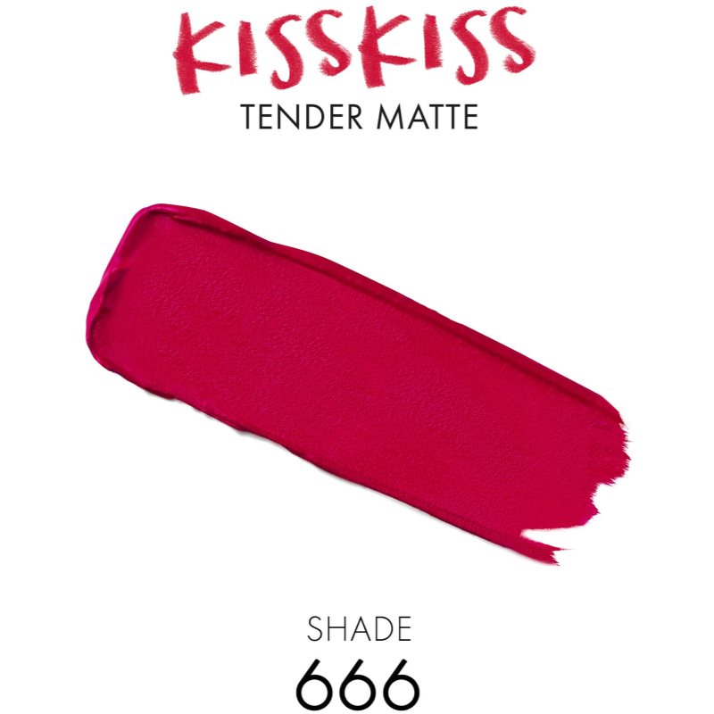 GUERLAIN KissKiss Tender Matte стійка губна помада з матовим ефектом відтінок 666 Lucky Pink 3.5 гр