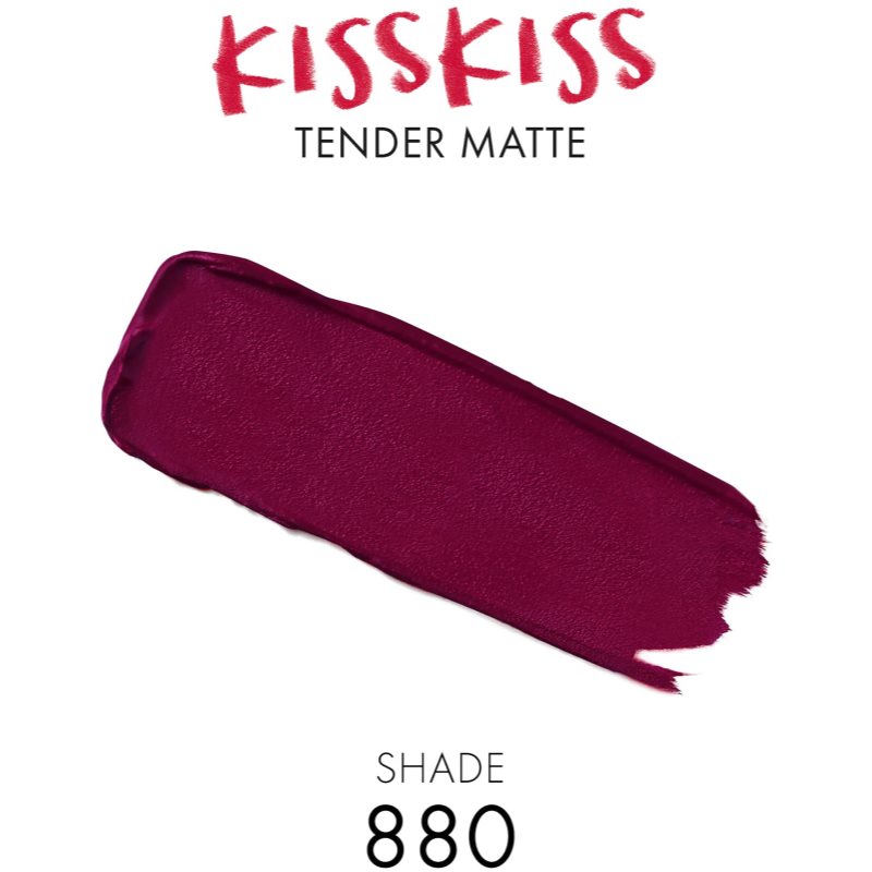 GUERLAIN KissKiss Tender Matte Ultra Matt Long-lasting Lipstick Shade 880 Caress Plum 3.5 G