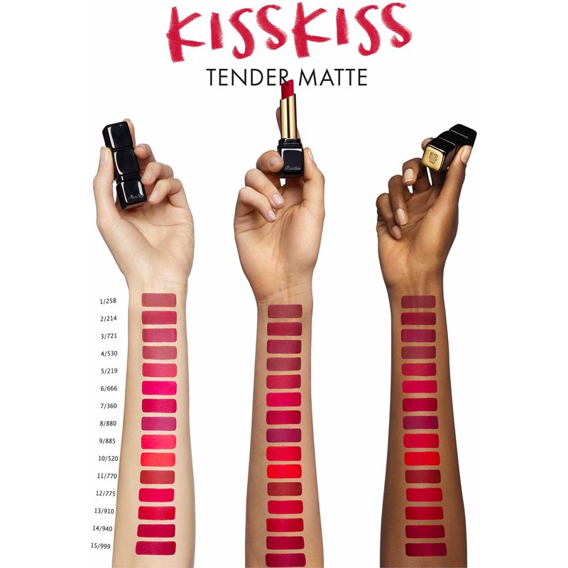 GUERLAIN KissKiss Tender Matte Ultra Matt Long-lasting Lipstick Shade 885 Gentle Coral 3.5 G