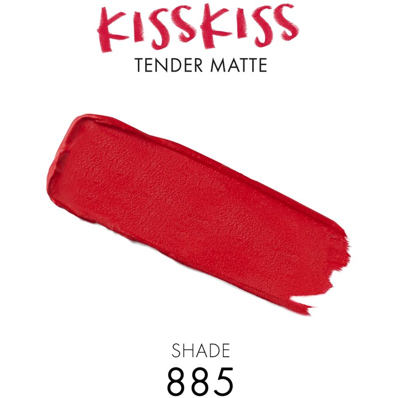 GUERLAIN KissKiss Tender Matte Ultra Matt Long-lasting Lipstick Shade 885 Gentle Coral 3.5 G