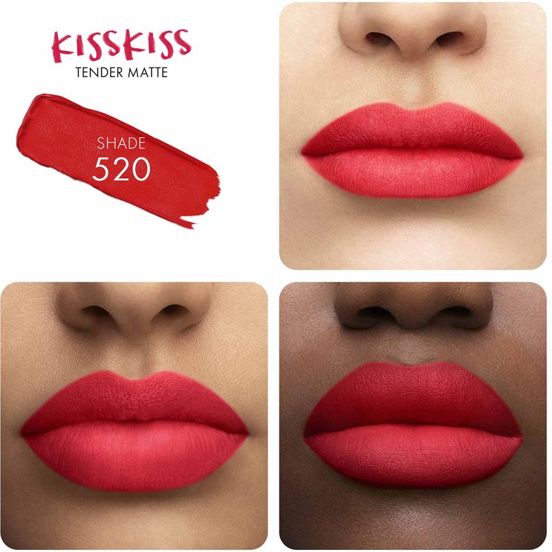 GUERLAIN KissKiss Tender Matte стійка губна помада з матовим ефектом відтінок 520 Sexy Coral 3.5 гр