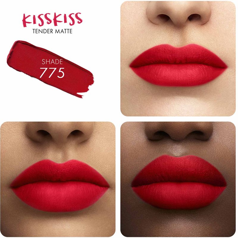 GUERLAIN KissKiss Tender Matte Ultra Matt Long-lasting Lipstick Shade 775 Kiss Rouge 3.5 G