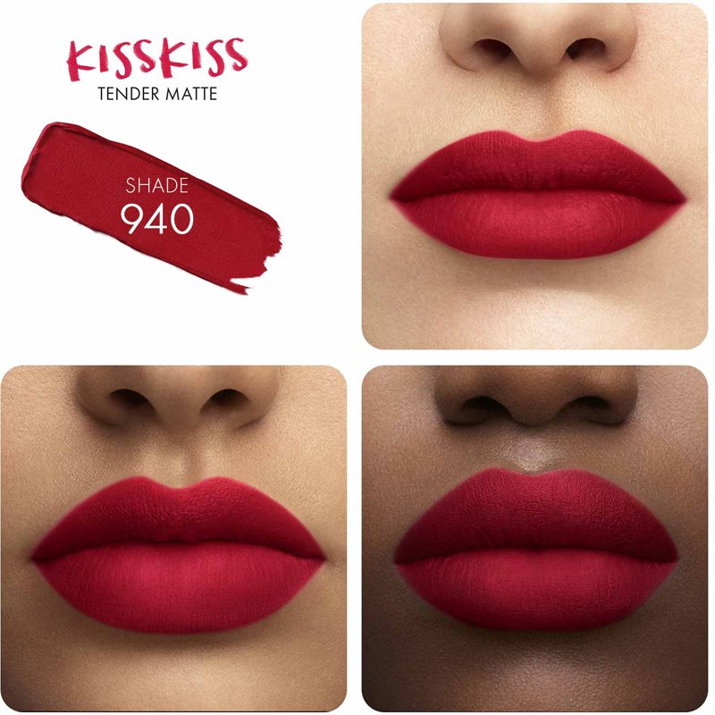 GUERLAIN KissKiss Tender Matte Ultra Matt Long-lasting Lipstick Shade 940 My Rouge 3.5 G