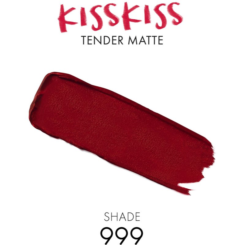 GUERLAIN KissKiss Tender Matte Ultra Matt Long-lasting Lipstick Shade 999 Eternal Red 3.5 G