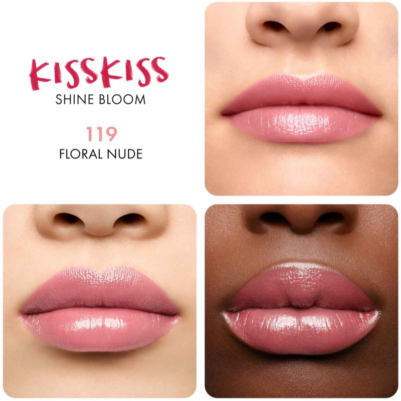 GUERLAIN KissKiss Shine Bloom Gloss Lipstick Shade 119 Floral Nude 3,5 G