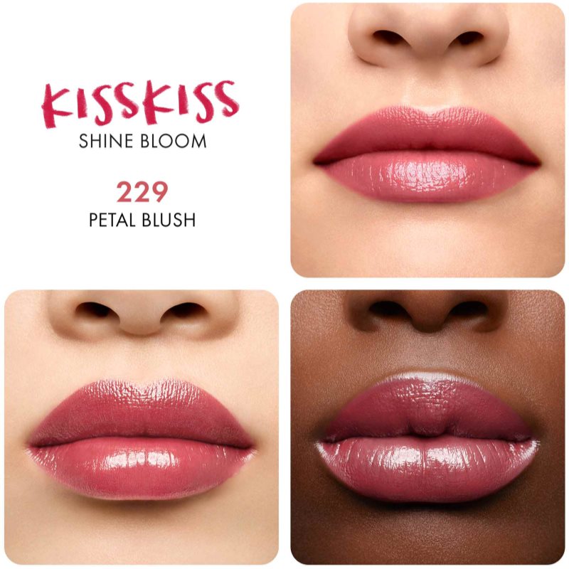 GUERLAIN KissKiss Shine Bloom блискуча помада відтінок 229 Petal Blush 3,5 гр