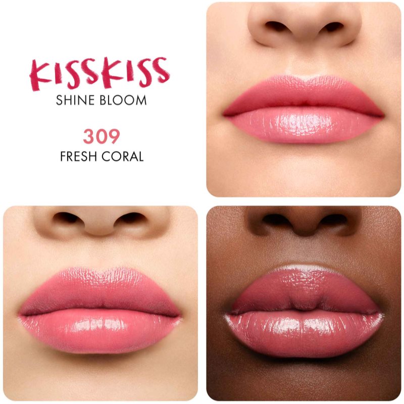GUERLAIN KissKiss Shine Bloom Gloss Lipstick Shade 309 Fresh Coral 3,5 G