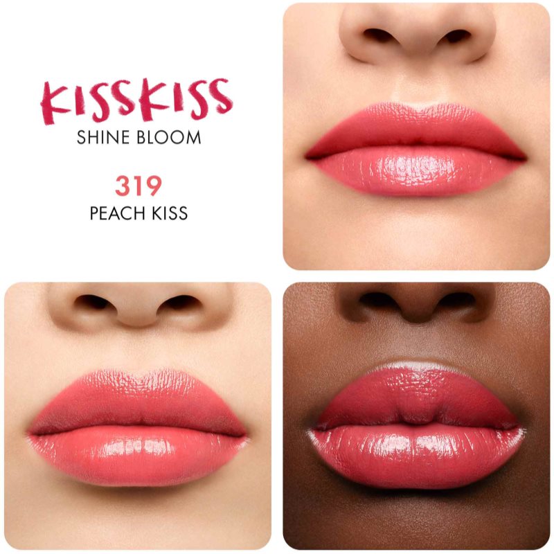 GUERLAIN KissKiss Shine Bloom блискуча помада відтінок 319 Peach Kiss 3,5 гр