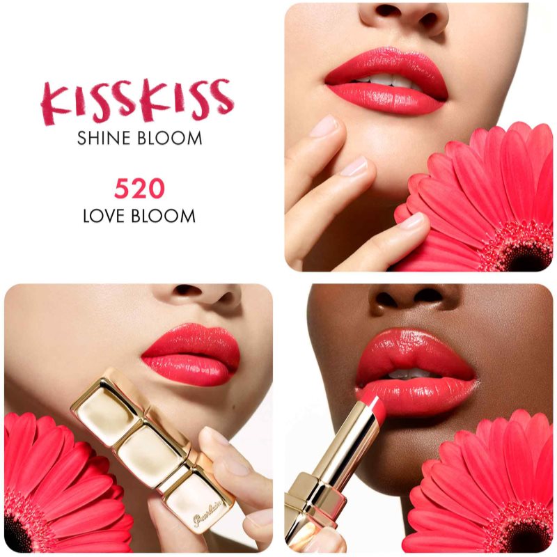 GUERLAIN KissKiss Shine Bloom блискуча помада відтінок 520 Love Bloom 3,5 гр
