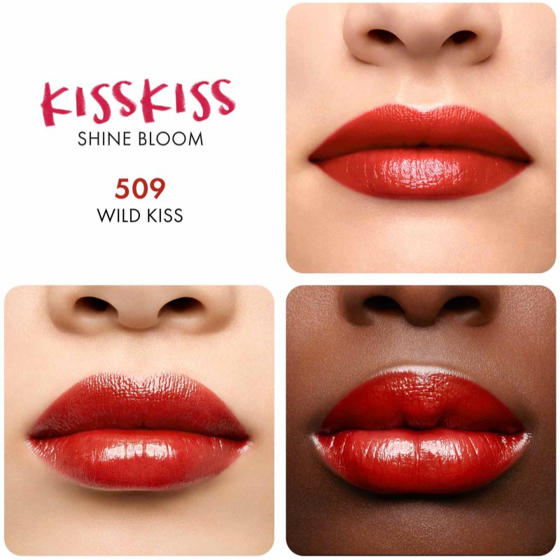 GUERLAIN KissKiss Shine Bloom Gloss Lipstick Shade 509 Wild Kiss 3,5 G