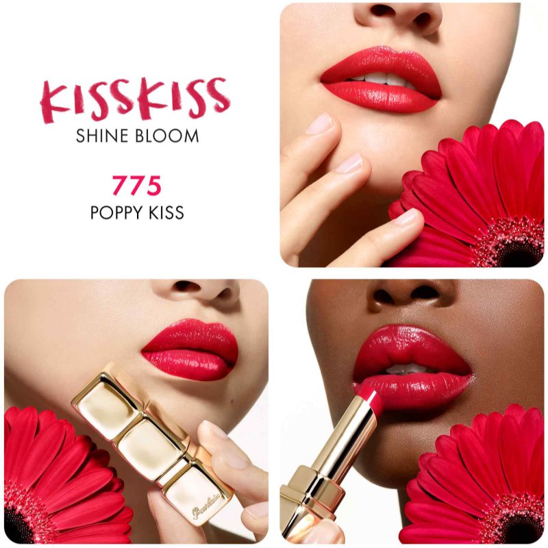 GUERLAIN KissKiss Shine Bloom блискуча помада відтінок 775 Poppy Kiss 3,5 гр