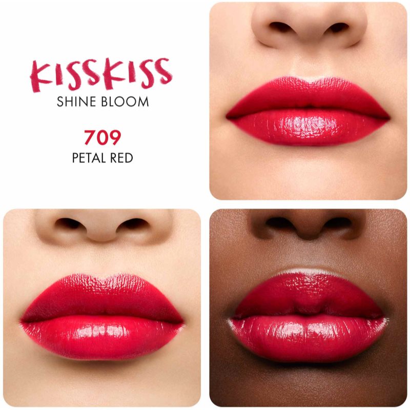 GUERLAIN KissKiss Shine Bloom Gloss Lipstick Shade 709 Petal Red 3,5 G