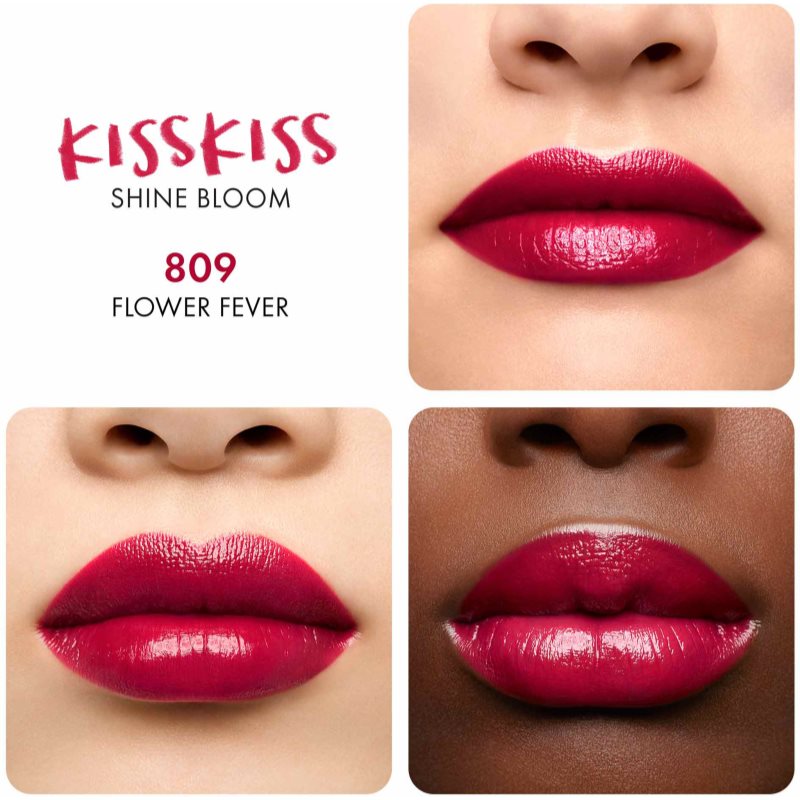 GUERLAIN KissKiss Shine Bloom Gloss Lipstick Shade 809 Flower Fever 3,5 G