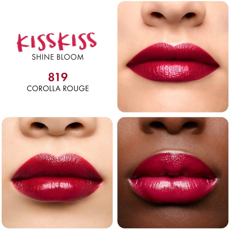 GUERLAIN KissKiss Shine Bloom блискуча помада відтінок 819 Corolla Rouge 3,5 гр