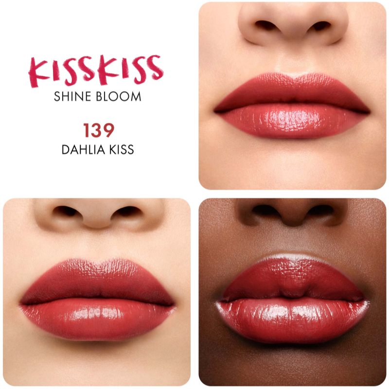 GUERLAIN KissKiss Shine Bloom блискуча помада відтінок 139 Dahlia Kiss 3,5 гр