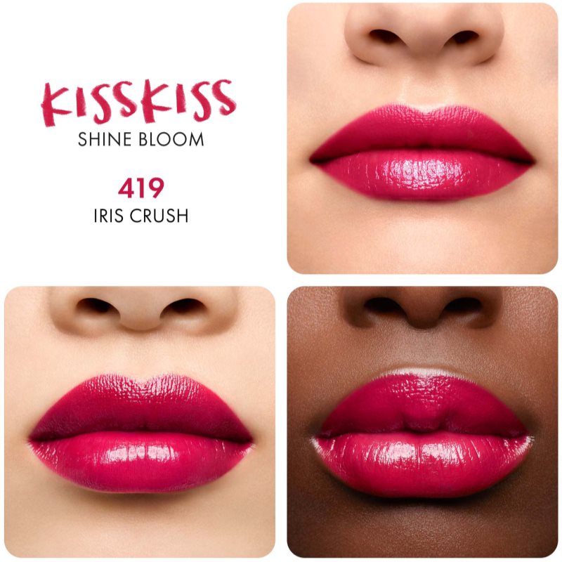 GUERLAIN KissKiss Shine Bloom Gloss Lipstick Shade 419 Iris Crush 3,5 G