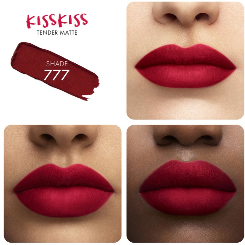 GUERLAIN KissKiss Tender Matte Ultra Matt Long-lasting Lipstick Shade 777 Eternal Red 3.5 G