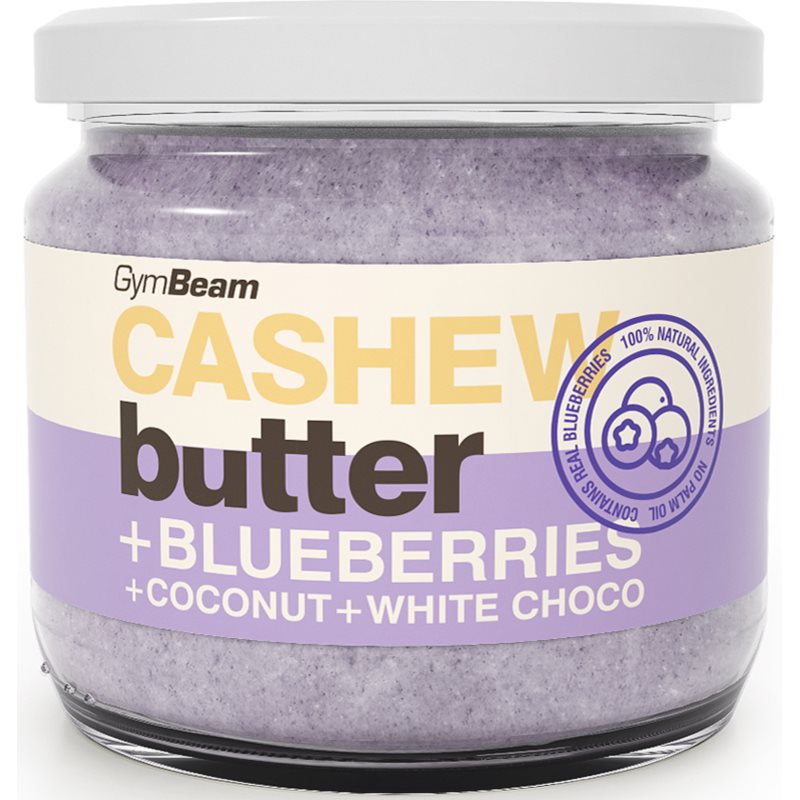 GymBeam Cashew Butter ořechová pomazánka příchuť coconut, white choco and blueberries 340 g