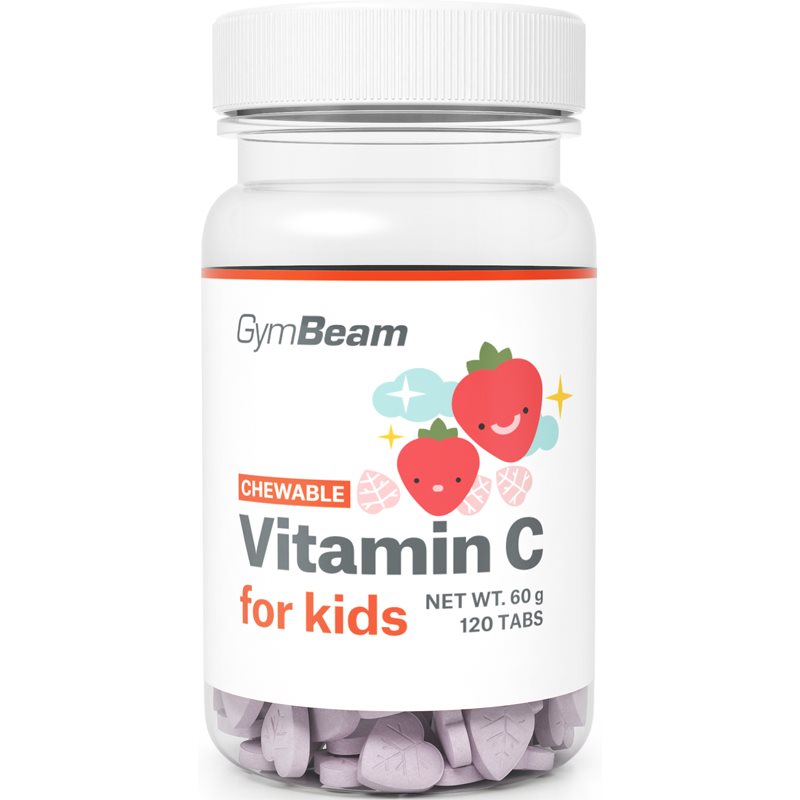 GymBeam Vitamin C for Kids tablety na podporu imunitného systému príchuť Strawberry 120 tbl