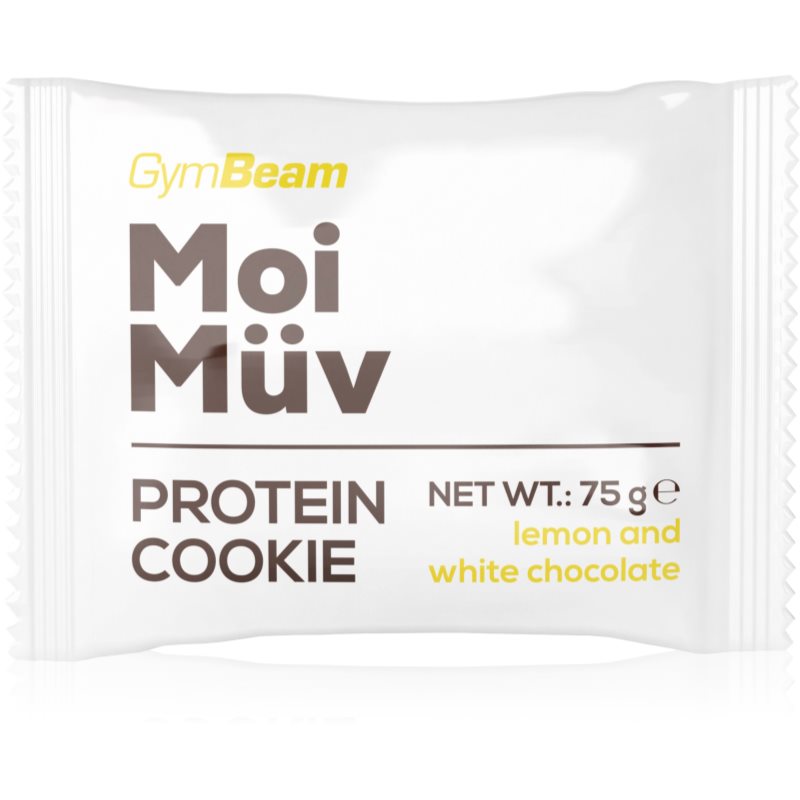GymBeam MoiMüv Protein Cookie proteínová sušienka príchuť Lemon and White Chocolate 75 g