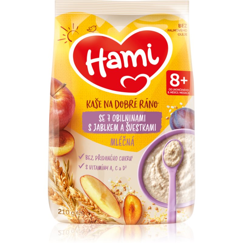 Hami Kaša na Dobré Ráno so 7 Obilninami s Jablkom a Slivkami mliečna kaša 210 g kúpite na Notino.sk